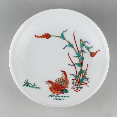 Kakiemon kiln plate with chestnut and quail design