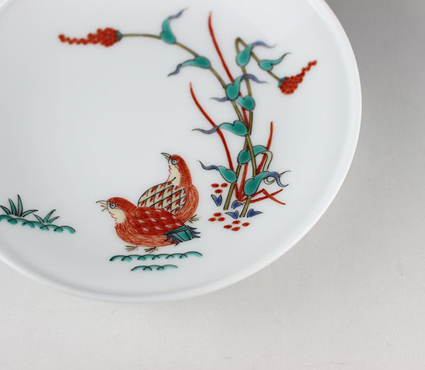 Kakiemon kiln plate with chestnut and quail design