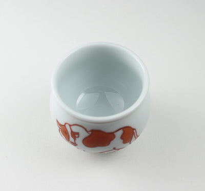 Gen'emon Kiln: Dark blue and red Zodiac sake cups (ox) set of two