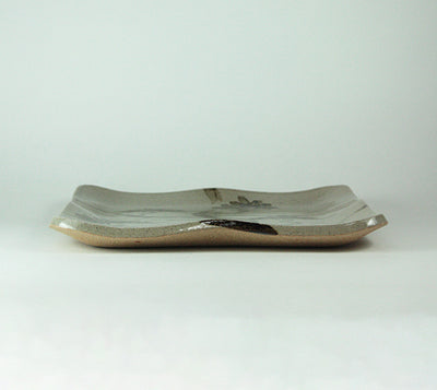 Nakazato Taroemon Kiln, Illustrated Karatsu Square Plate (Pine)