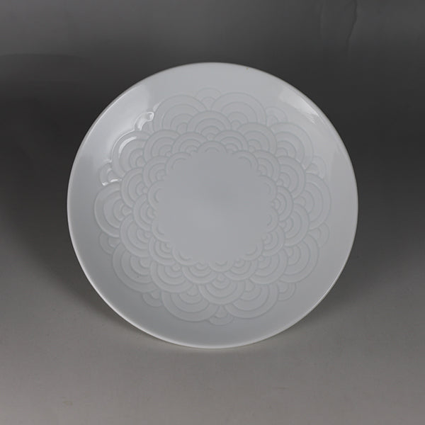 Manji Inoue white porcelain blue sea wave design coffee bowl