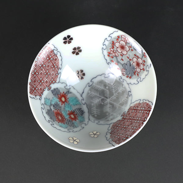 十四代今泉今右衛門 作 色絵薄墨墨はじき四季花文皿