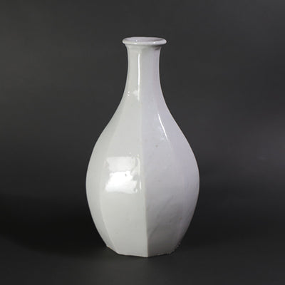 竹花正弘　作　白瓷面取瓶
