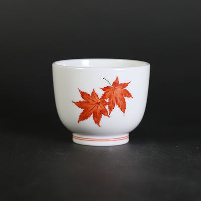 Sakaida Kakiemon 15th Sake Cup with Cloudy Hands and Autumn Leaves Design