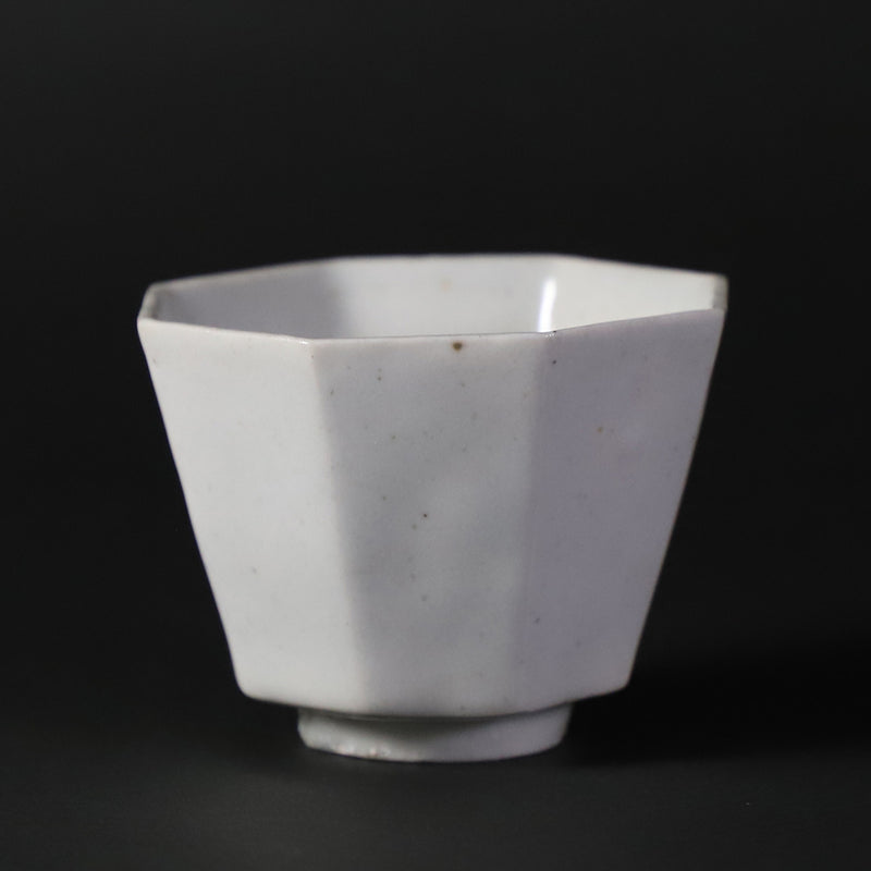 White porcelain octagonal cup by Soichiro Maruta