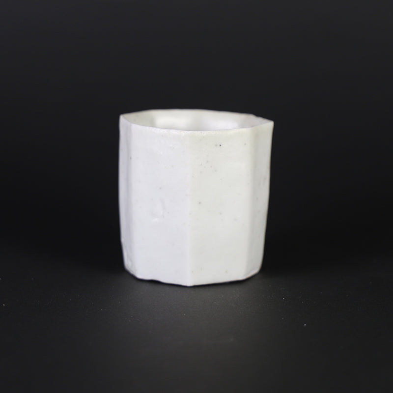 White porcelain chamfer cup by Soichiro Maruta