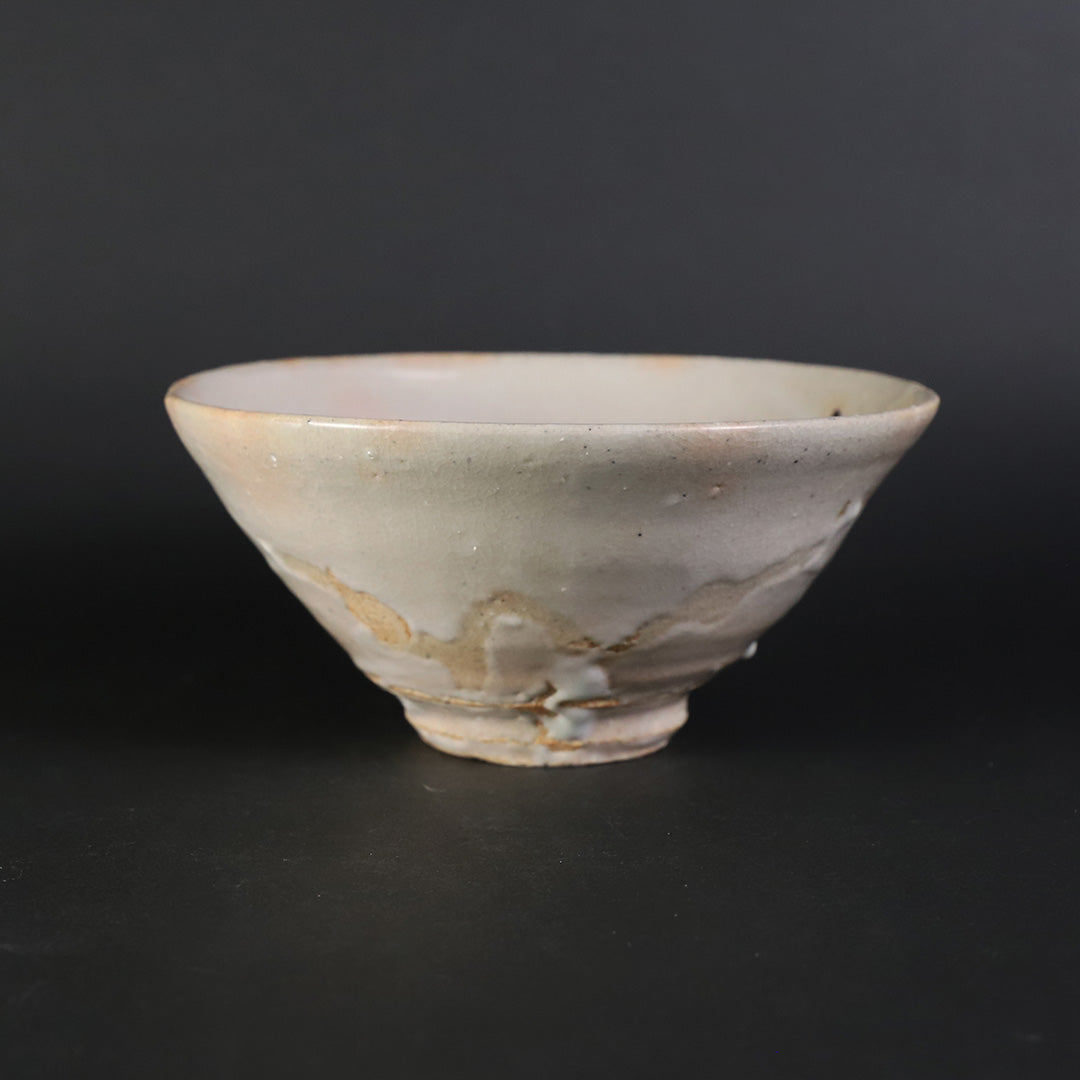 梶原靖元作 宝城粉引茶碗 13.7×15.1×8cm 共箱