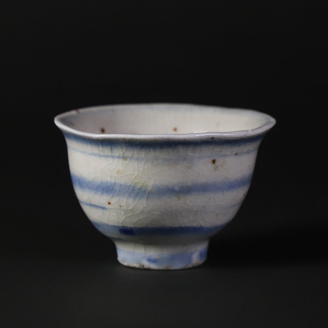 丸田宗一廊 染つけ四方盃 ぐい呑み 丸田宗一廊 作 染