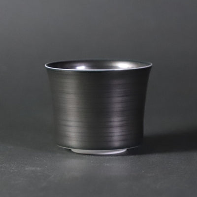 Jet black sake cup by Akio Momota