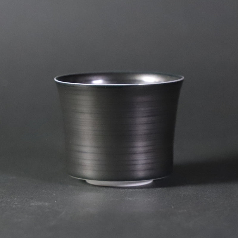 Jet black sake cup by Akio Momota