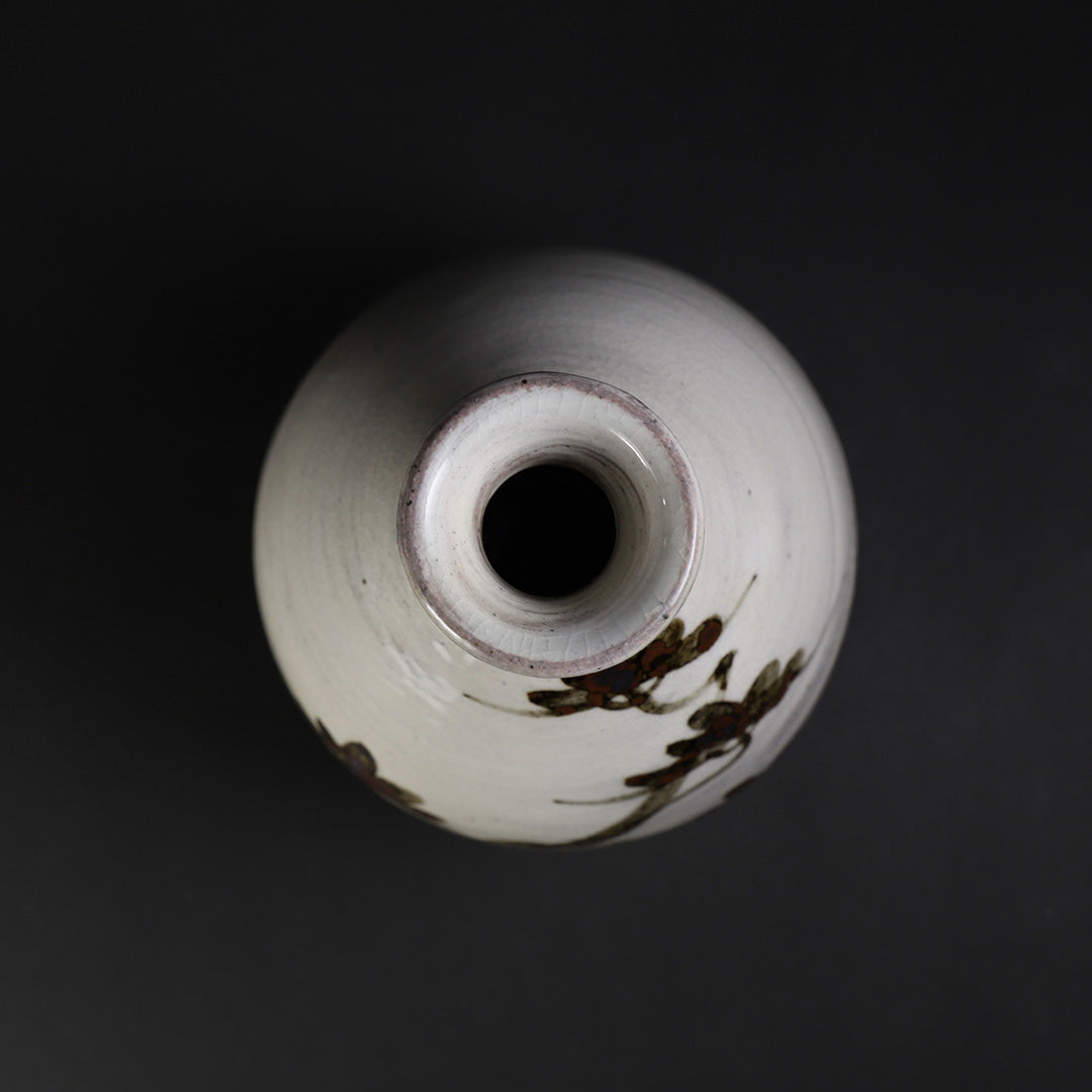 中里重利　絵刷毛目徳利　手書き鶏龍山　中里太郎右衛門 木箱付き 中里重利 絵刷毛目徳利 手書き鶏龍山 中里太郎右衛門 木箱付き