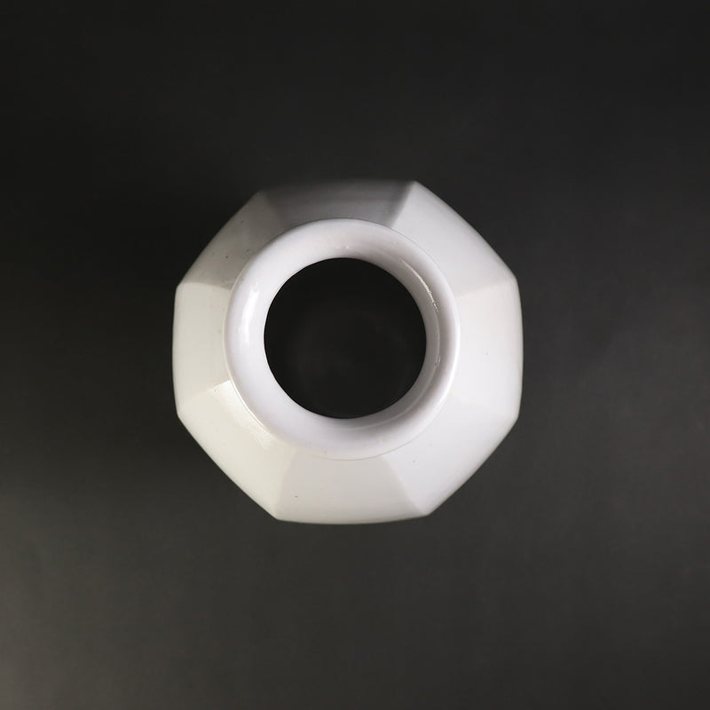 White porcelain vase with chamfer by Masahiro Takehana