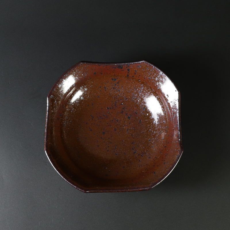 Takashi Nakazato Karatsu iron glaze square cut plate