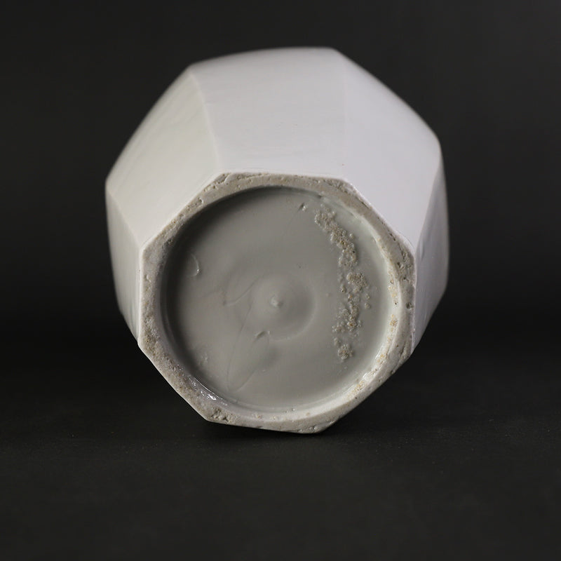 White porcelain vase with chamfer by Masahiro Takehana