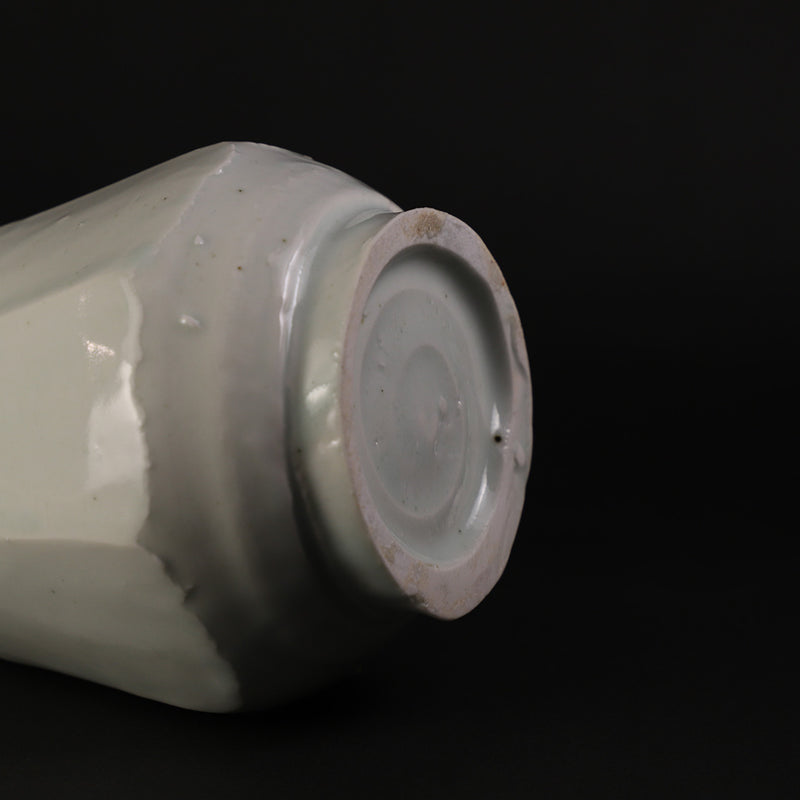 White porcelain chamfered bottle by Hiomi Takesue