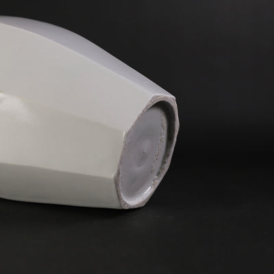 White porcelain vase with chamfer by Masahiro Takehana