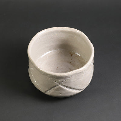Carved Karatsu Tea Bowl by Naoto Yano
